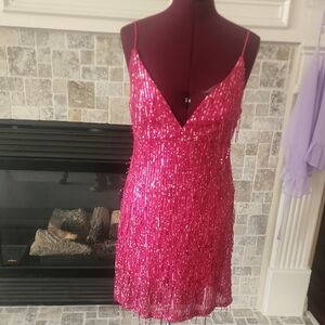 Xtraordinary Pink Sequin Slip Dress Cocktail
